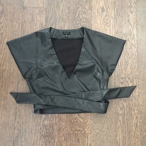 NBD Faux Leather Crop Top